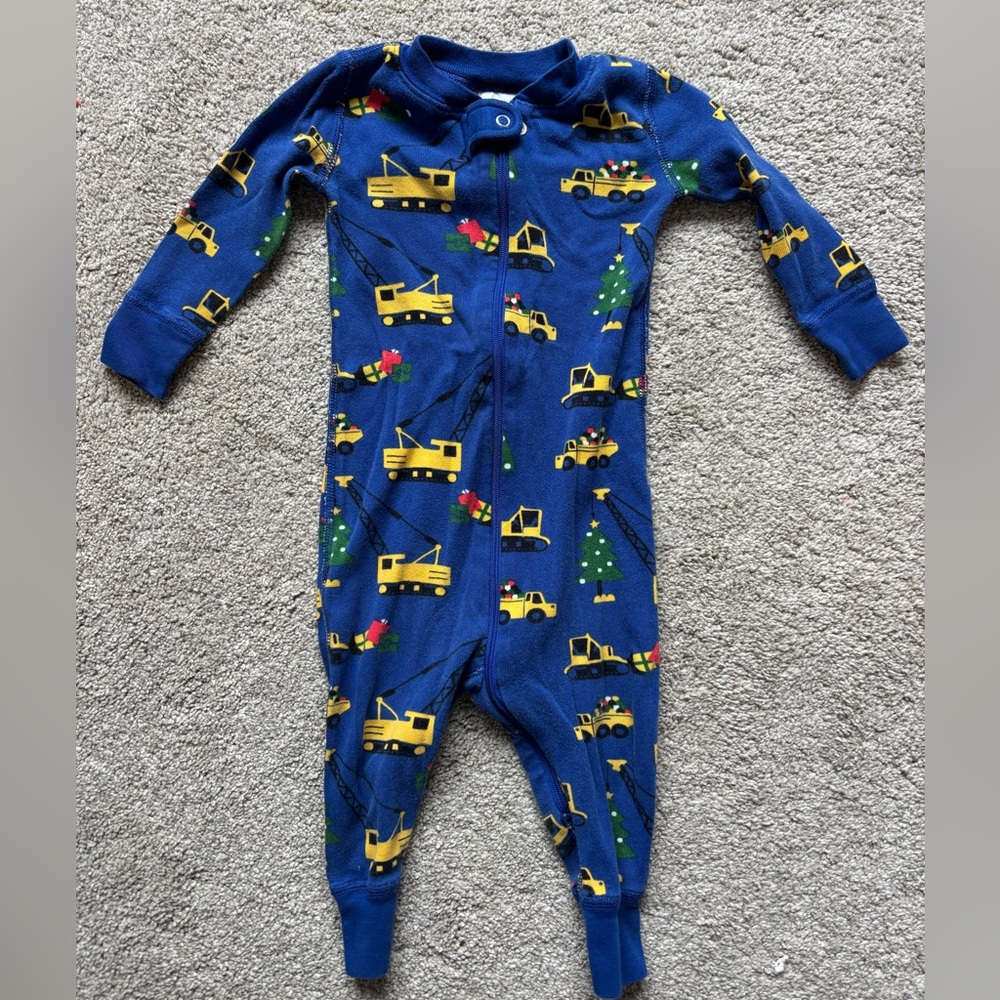 Hanna andersson Blue Construction Christmas Print Kids One Piece